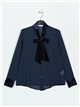 Blouse with velvet bows azul-marino