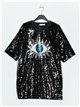 Oversized dress with sequins negro