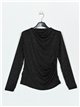 Gathered blouse with rhinestone negro