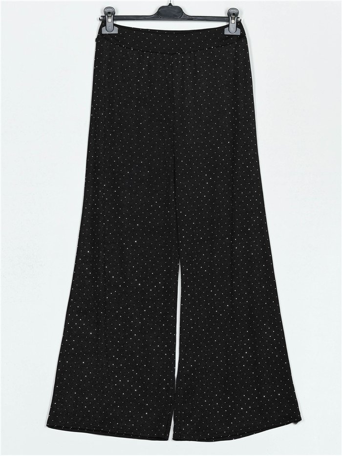 Straight leg trousers with rhinestone negro