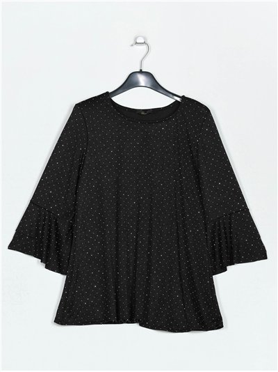 Blouse with rhinestone negro