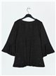 Blusa fiesta strass manga volantes negro