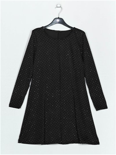 Evase dress with rhinestone negro