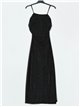 Vestido fiesta tul strass negro