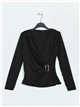 Gathered blouse with rhinestone negro