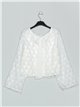 Blusa desflecada lazos blanco