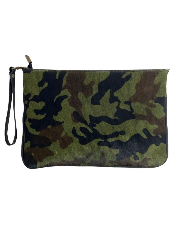 Bandolera piel pelo verde-militar