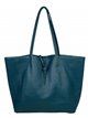 Shopper liso piel azul-petroleo