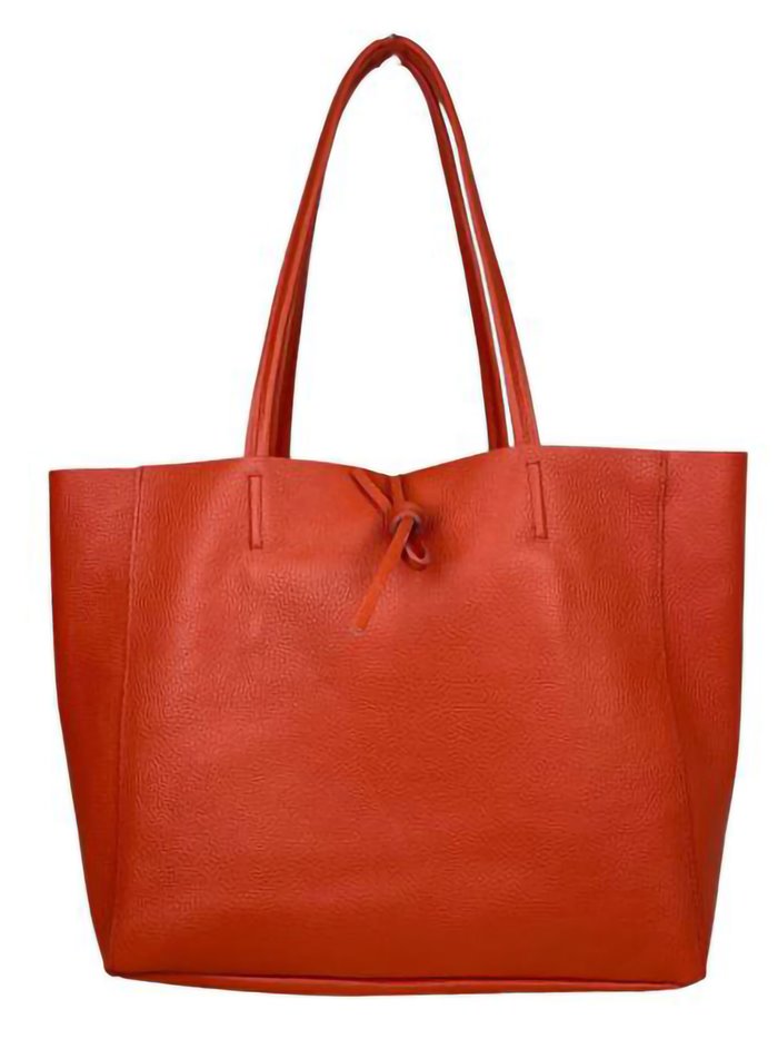 Minimal leather tote bag naranja