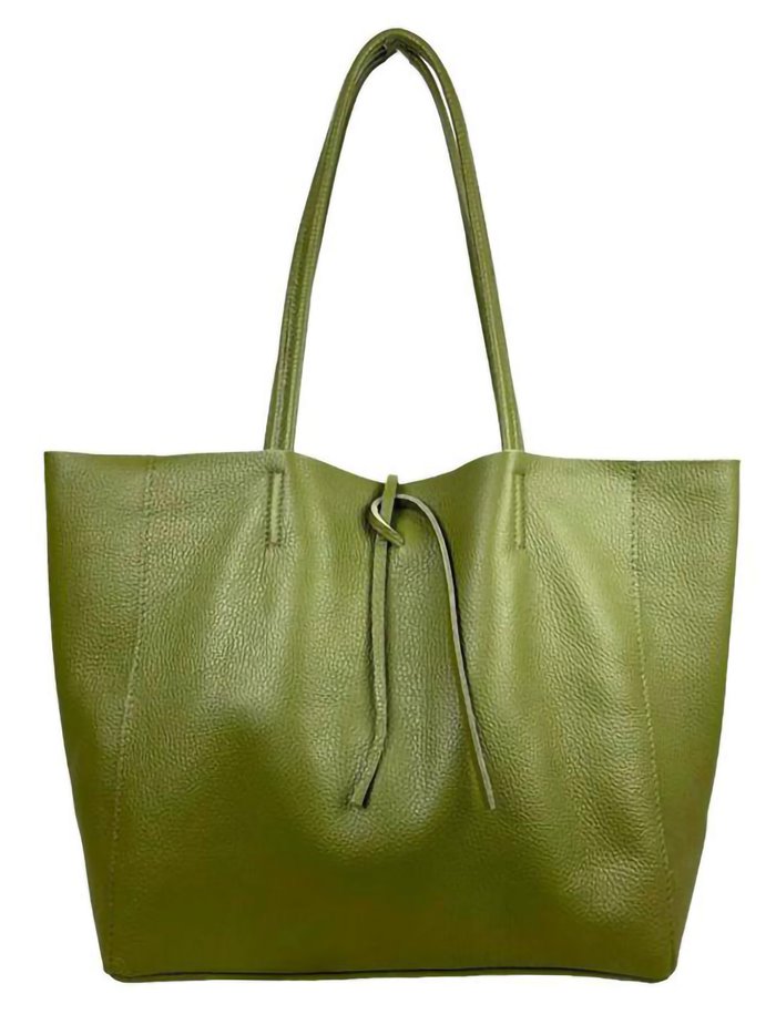 Shopper liso piel verde-olivo