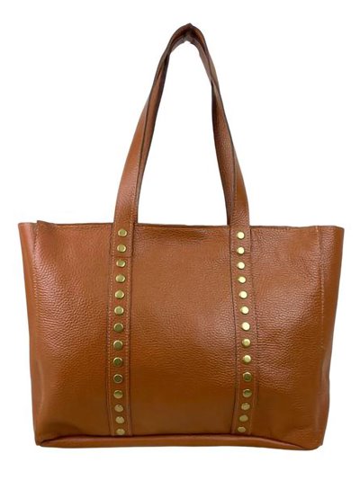 Shopper piel tachas marron