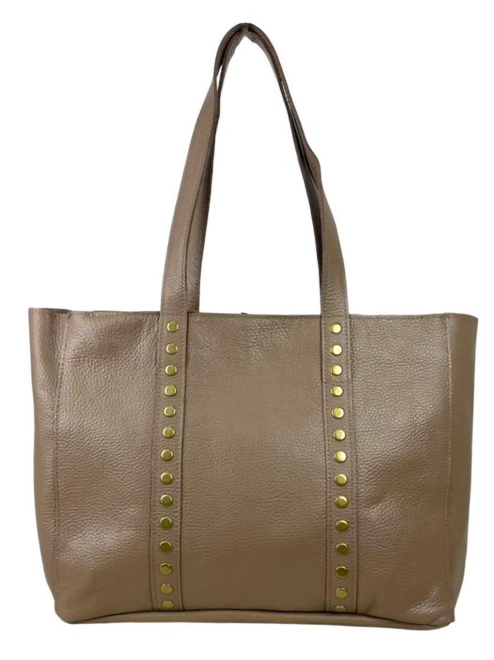 Shopper piel tachas taupe