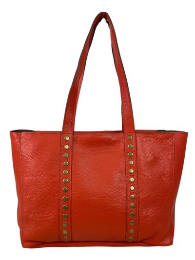 Shopper piel tachas naranja