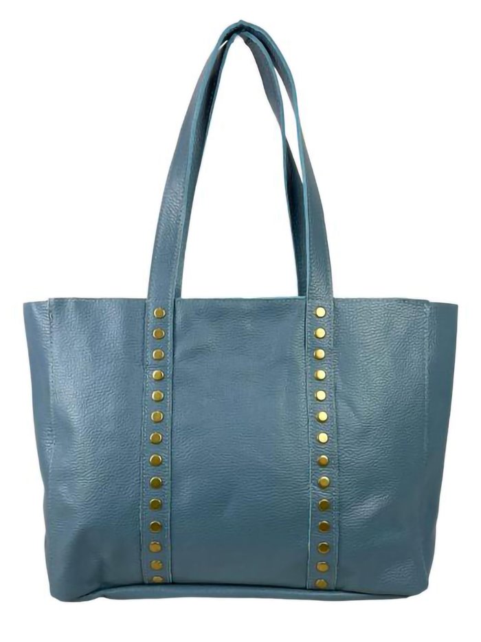 Shopper piel tachas azul-vaquero