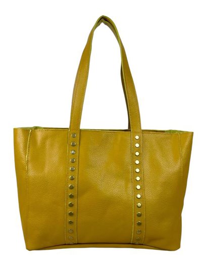 Shopper piel tachas mostaza