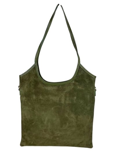 Shopper serraje piel verde-militar