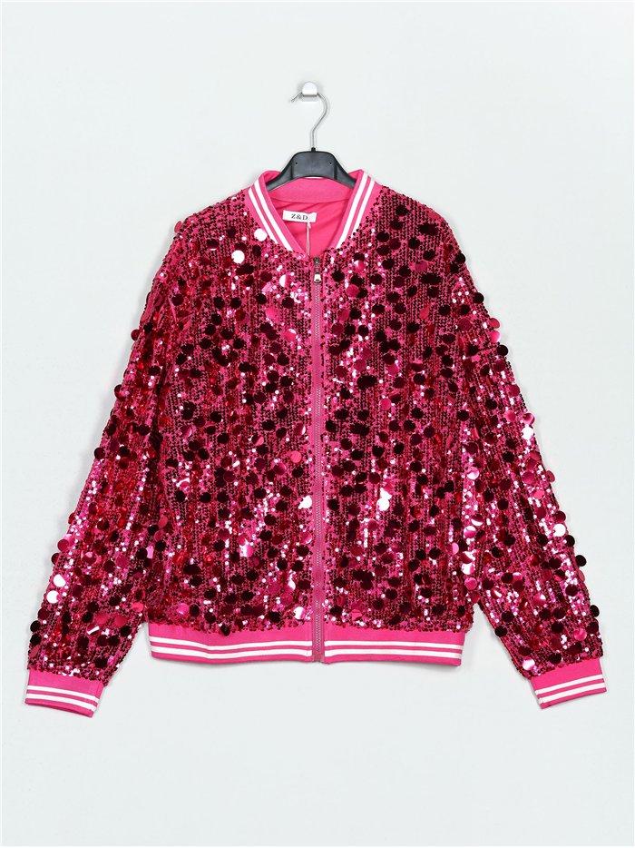 Bomber fiesta amplio lentejuelas fucsia