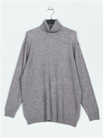 Jersey soft cálido amplio cuello vuelto gris