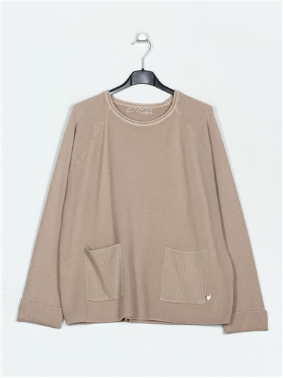 Jersey amplio bolsillos khaki