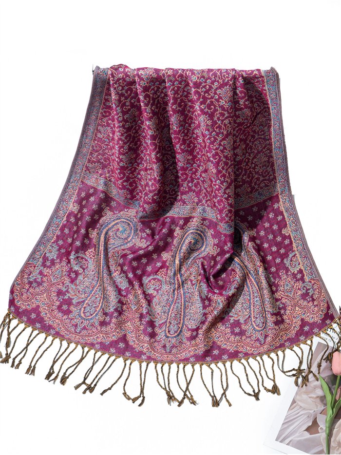 Printed scarf with fringing assorted colors