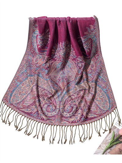 Printed scarf with fringing assorted colors