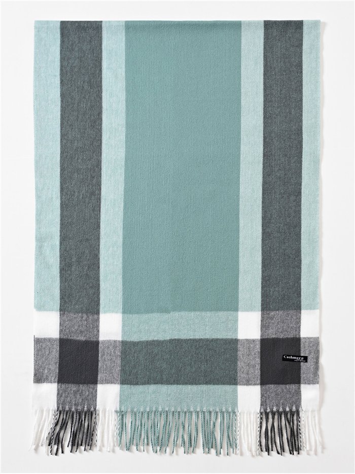 Checked scarf with fringing assorted colors