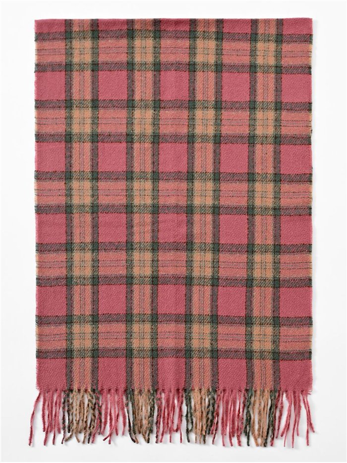 Checked scarf with fringing assorted colors