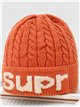 Turn-up textured cable knit beanie assorted colors