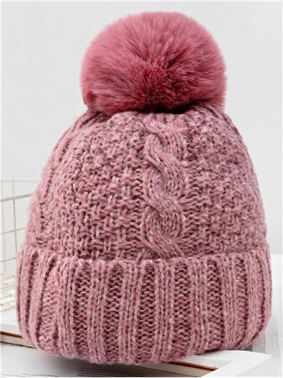 Gorro punto trenzas pompon colores surtidos