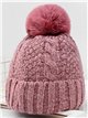 Textured cable knit beanie with pompom assorted colors