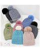 Textured cable knit beanie with pompom assorted colors