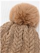 Textured cable knit beanie with pompom assorted colors