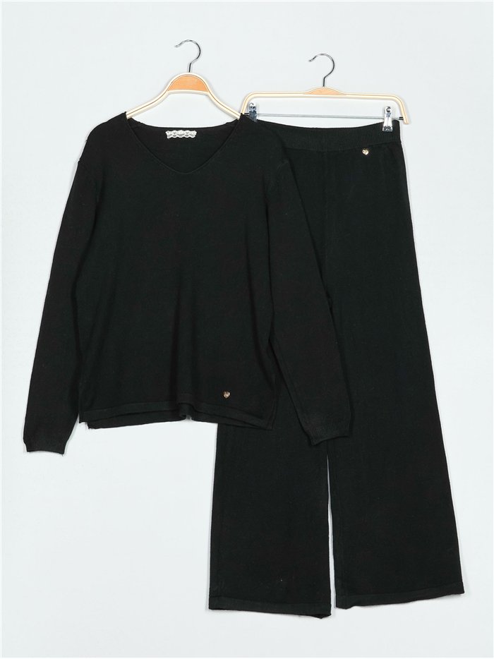 Co-Ord oversized knit sweater + trousers negro