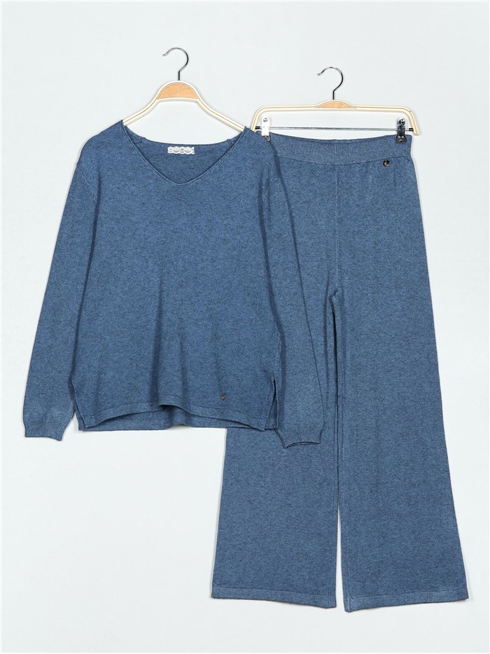 Co-Ord oversized knit sweater + trousers azul-vaquero