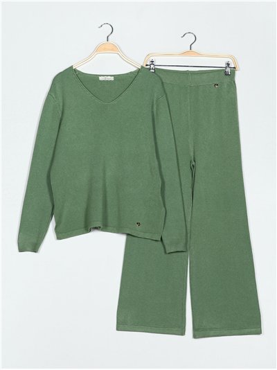 Conjunto Jersey amplio + Pantalón verde-militar