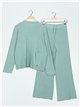 Conjunto Jersey canalé + Pantalón verde-agua