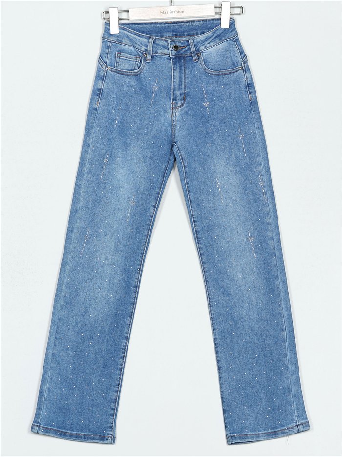 Jeans strass azul (S-XXL)