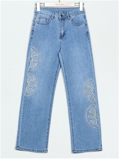 Jeans calados strass azul (S-XXL)