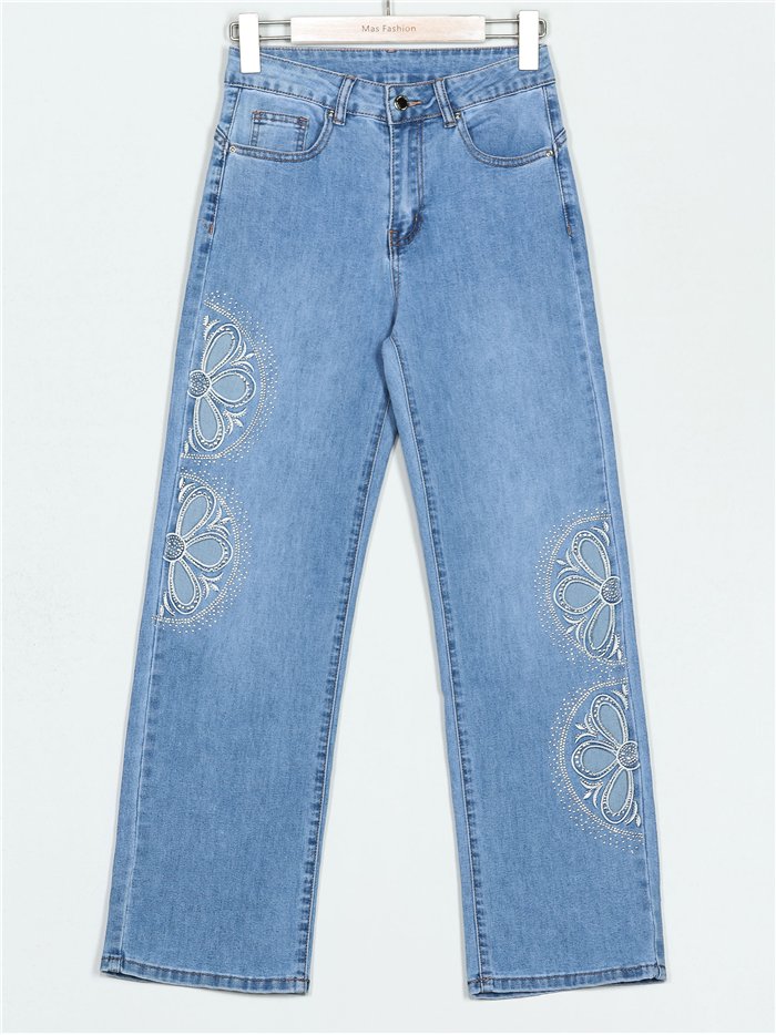 Jeans calados strass azul (S-XXL)