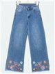 Flowers straight jeans with rhinestone blue (S-XXL)