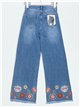 Flowers straight jeans with rhinestone blue (S-XXL)