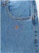 Jeans rectos florecitas bordadas azul (S-XXL)