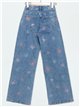 Jeans rectos mariposas bordadas azul (S-XXL)