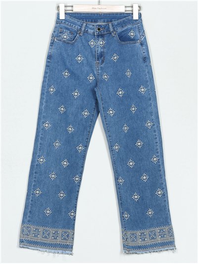 Jeans bordado azul (S-XXL)