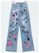 Jeans rectos estampado strass azul (S-M-L-XL)