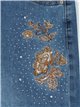 Jeans rectos floral strass azul (36-46)