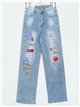 Jeans bordado aplicaciones azul (S-M-L-XL)