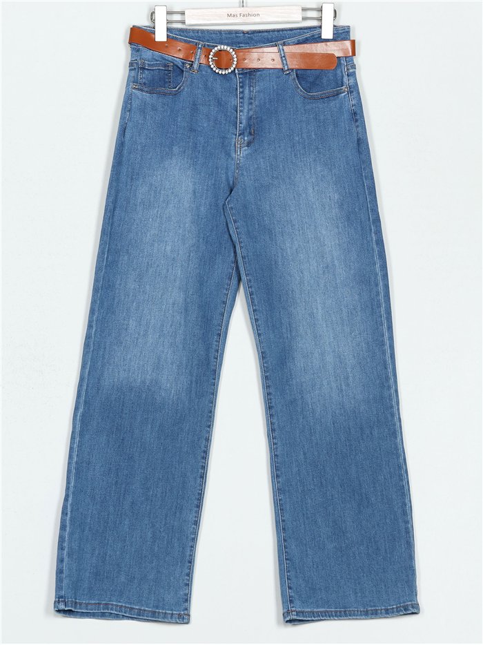 Jeans cinturón talla grande azul (40-50)