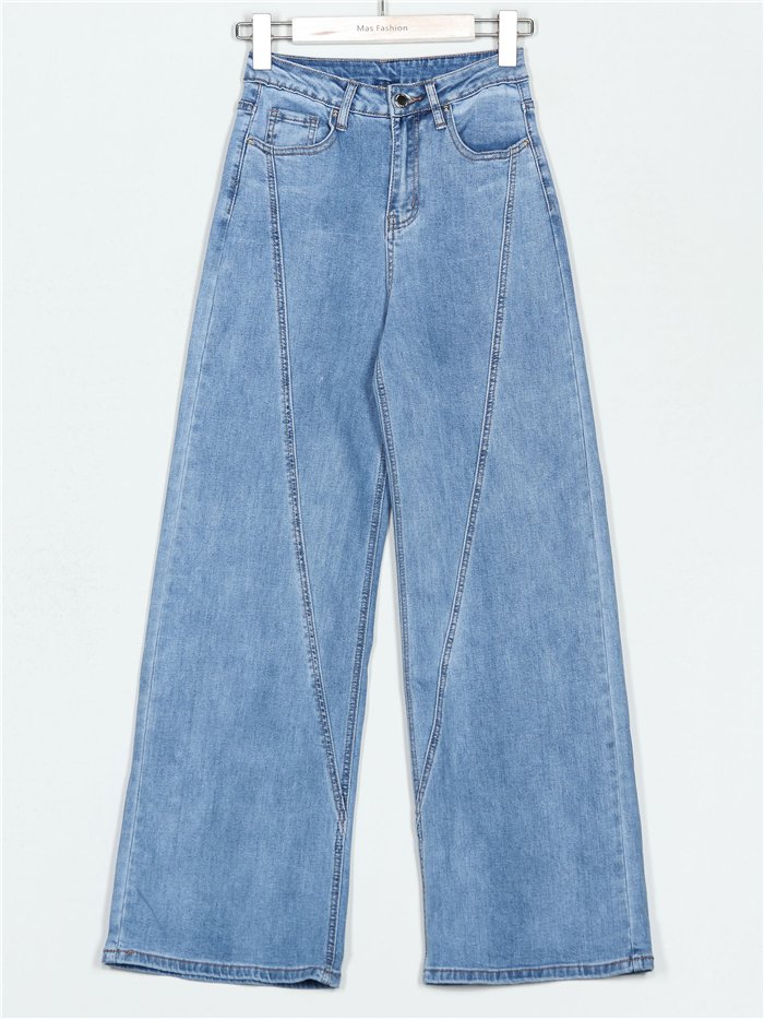 Straight jeans with topstitching blue (XS-XL)