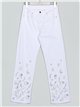 Jeans flores strass blanco (36-46)